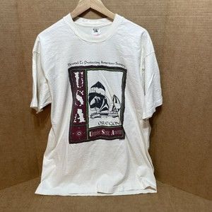 Vintage Oregon Graphic T-Shirt, XL, Fruit Of The Loom, Single Stitch Ivory